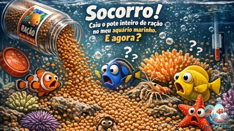 Socorro! Caiu o pote inteiro de ração no meu aquário marinho. E agora?